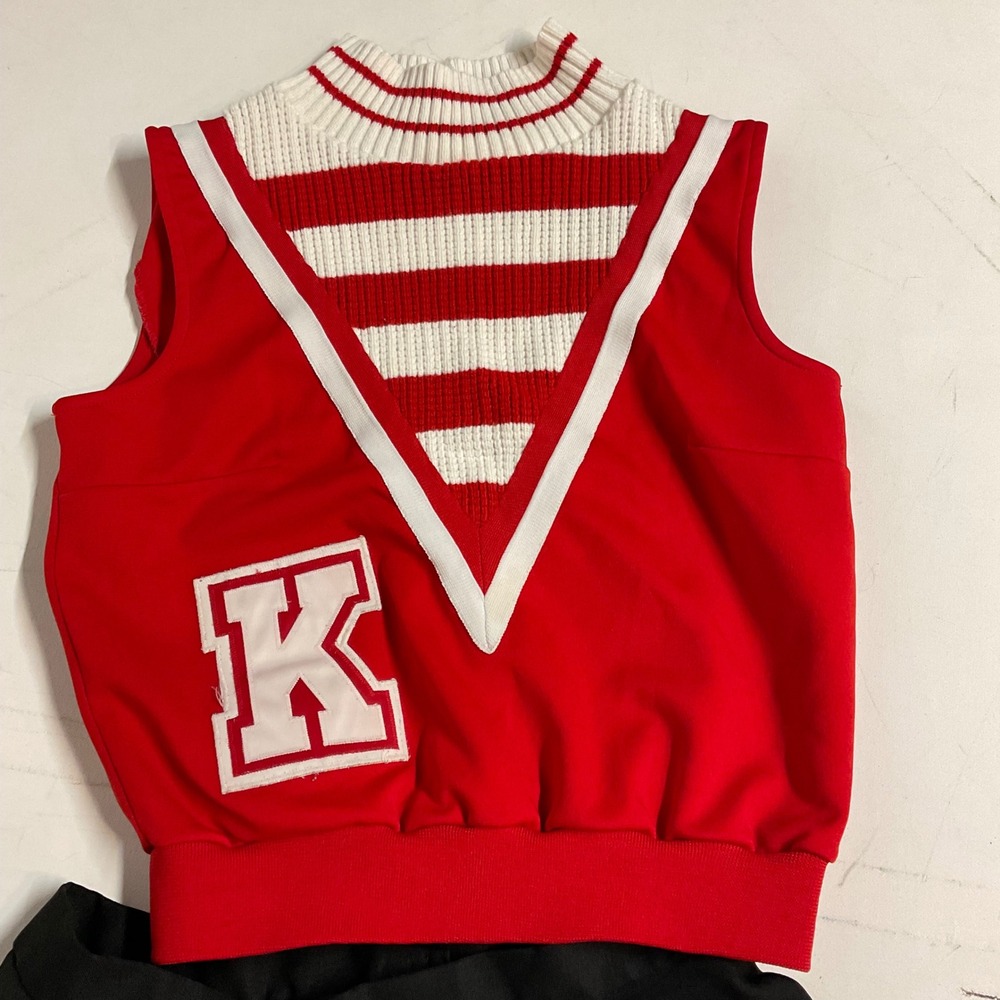 Vintage Varsity Spirit Cheerleader Uniform Set Red Black White 36 Small Medium - Picture 2 of 12